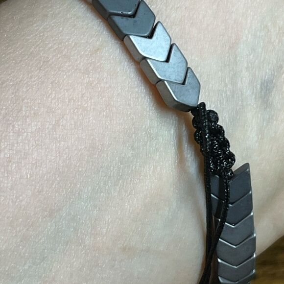 Black Agate Splicing Design Adjustable Retro Style Bracelet - Picture 6 of 9